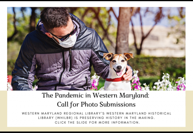 Man with mask on with small dog